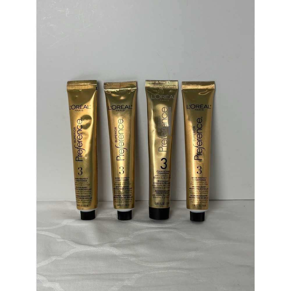 4 Lot New L'Oréal Superior Preference Number 3 Shine Protect Conditioner Tubes